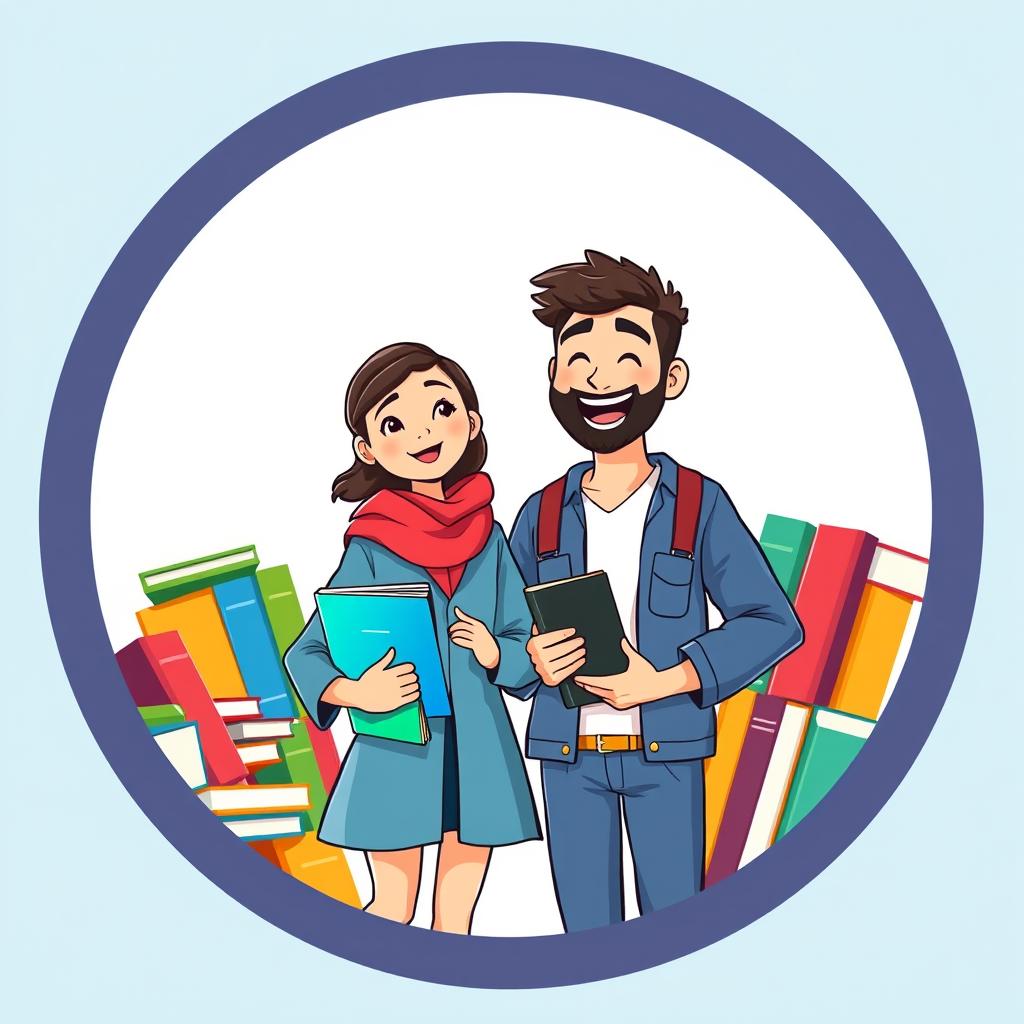 An attractive animated illustration designed specifically for a circular Telegram group profile picture