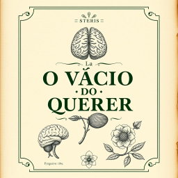 A classic style book cover for 'O VÍCIO DO QUERER', inspired by scientific studies and featuring vintage aesthetics