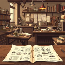 A classic style illustration inspired by scientific studies, capturing the essence of scholarly exploration