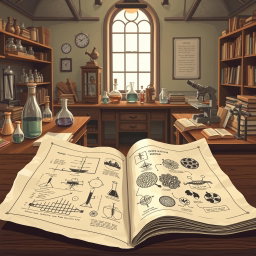 A classic style illustration inspired by scientific studies, capturing the essence of scholarly exploration