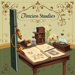 A classic style book cover designed with a theme based on scientific studies