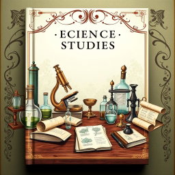A classic style book cover designed with a theme based on scientific studies