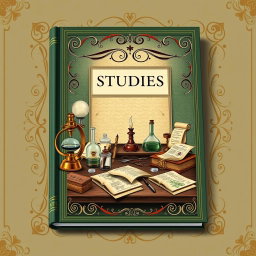 A classic style book cover designed with a theme based on scientific studies
