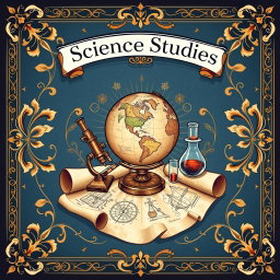 A classic style book cover centered on the theme of scientific studies