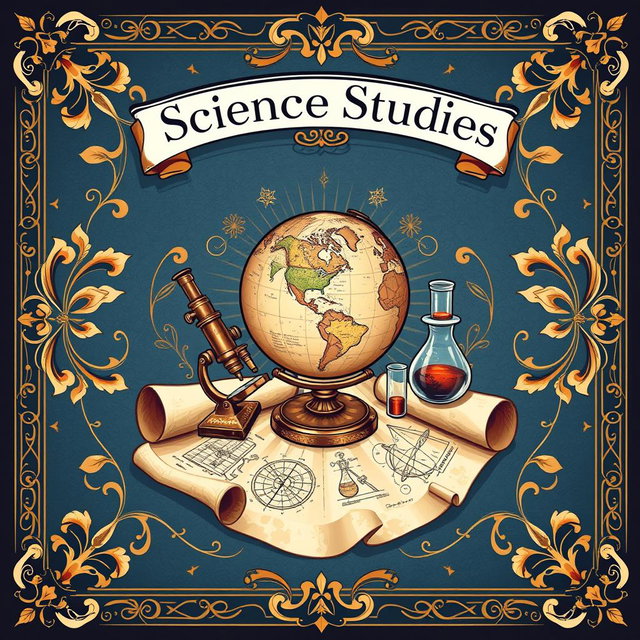 A classic style book cover centered on the theme of scientific studies
