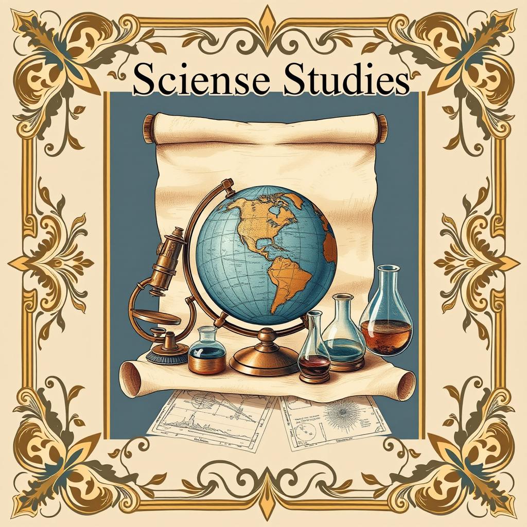 A classic style book cover centered on the theme of scientific studies
