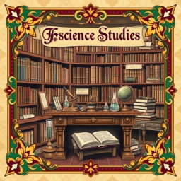 A classic style book cover dedicated to the theme of scientific studies