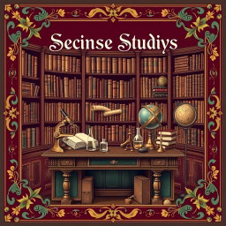 A classic style book cover dedicated to the theme of scientific studies