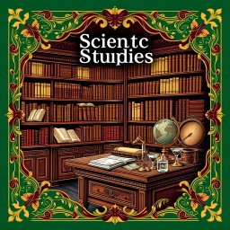 A classic style book cover dedicated to the theme of scientific studies