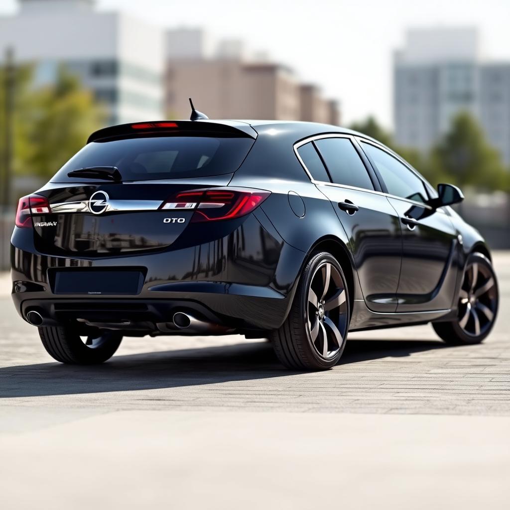 A striking 2010 Opel Insignia A hatchback, presented in a captivating black pearl color that accentuates its sleek, modern lines