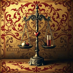 A classic style book cover depicting scientific studies focused on desire and its potential for addiction