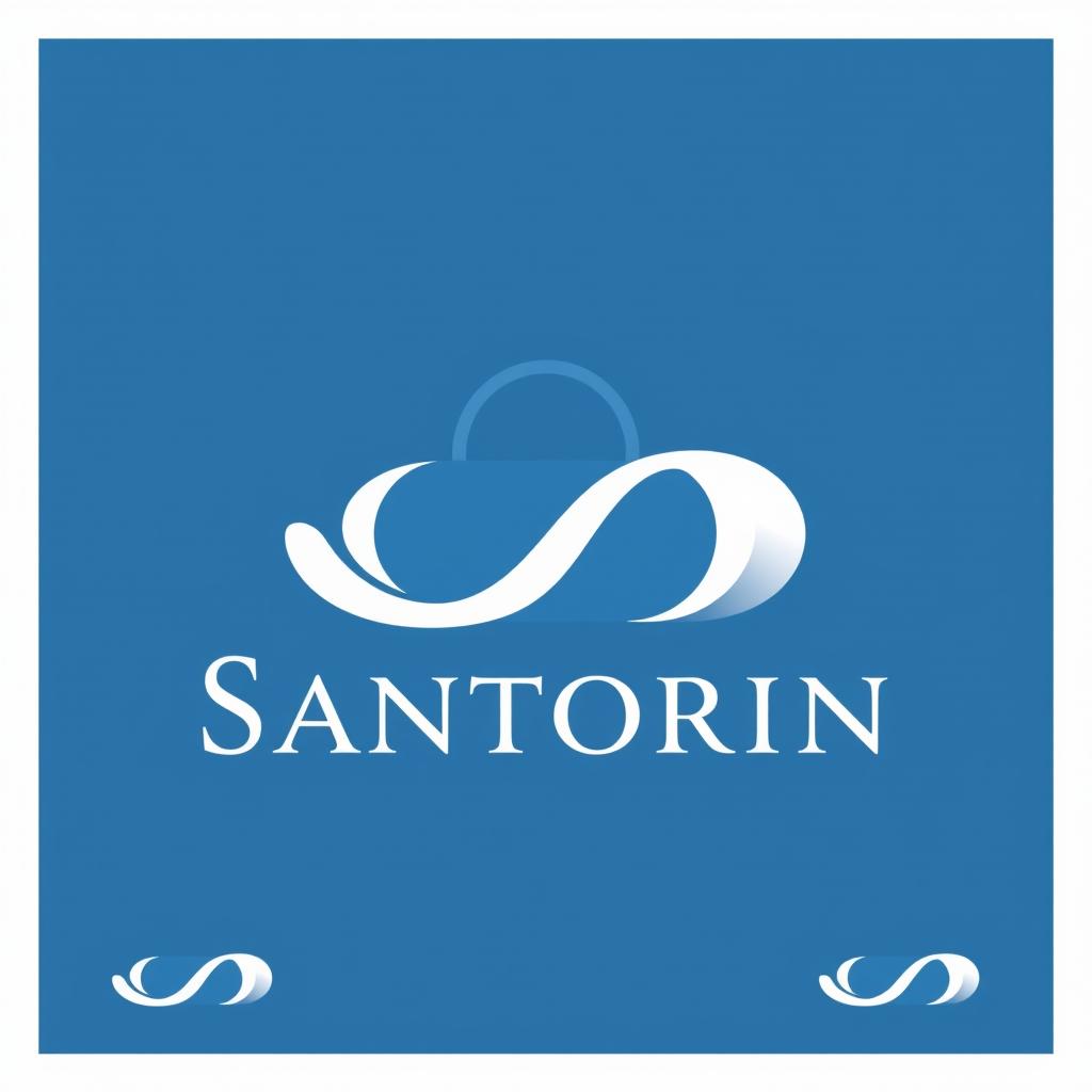 A luxurious and elegant logo design for a high-end women's bags and shoes brand named 'Santorin'