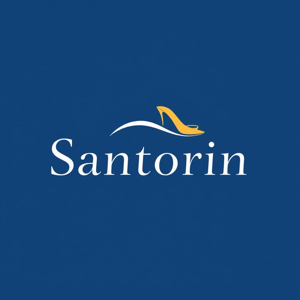 A luxurious and elegant logo design for a high-end women's bags and shoes brand named "Santorin"