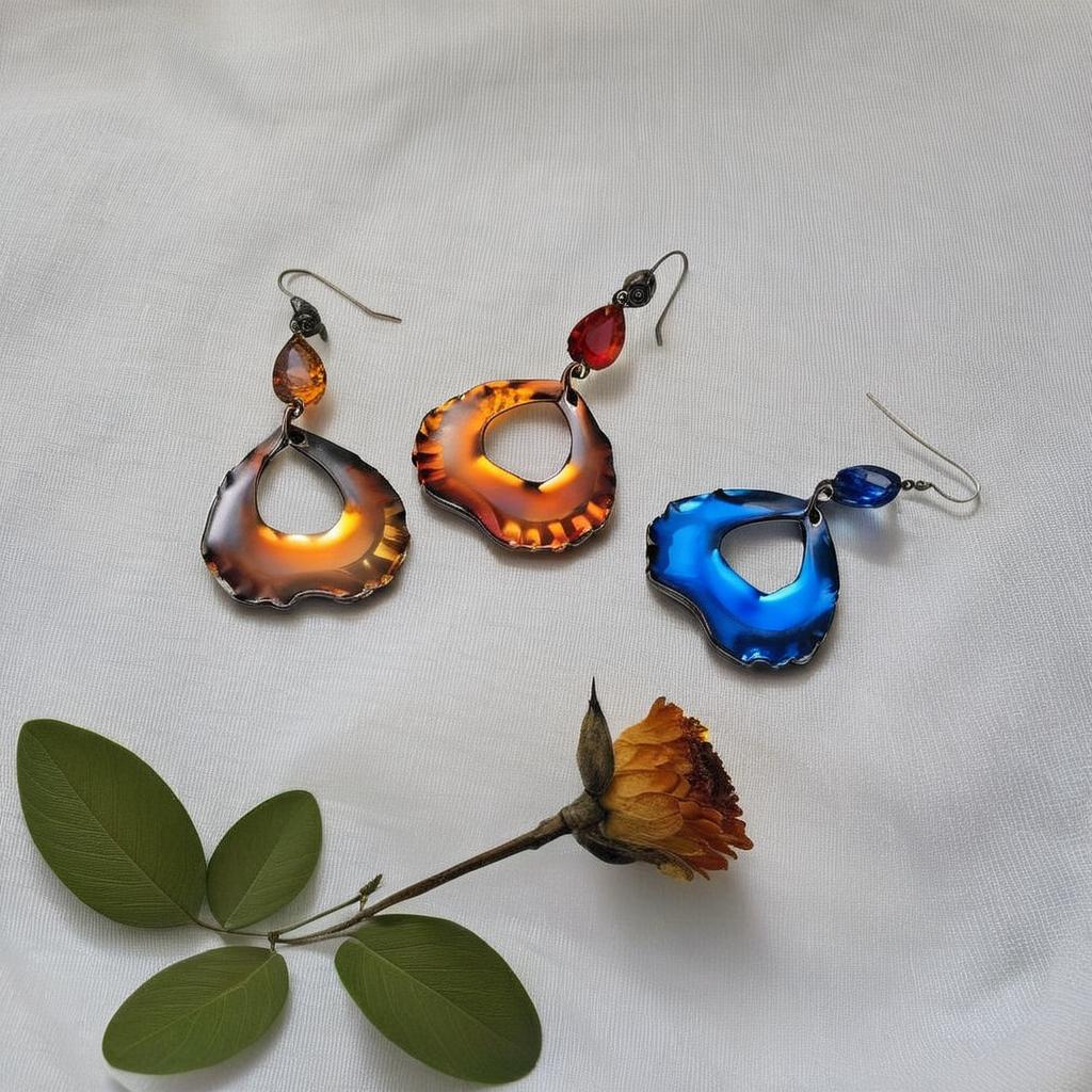 Blooming Elegance: Blue Flower Necklace & Earrings Set