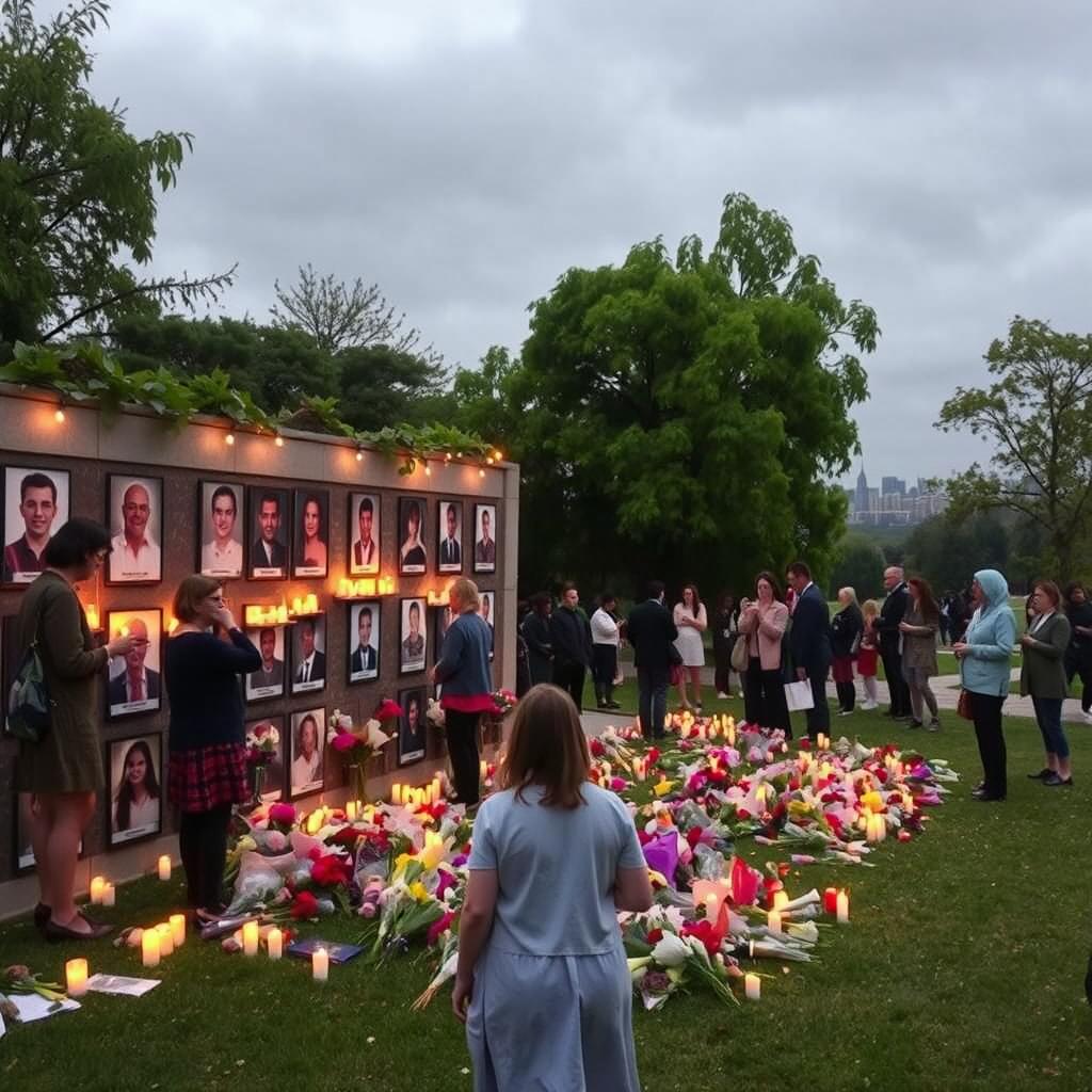 A poignant scene showing a memorial for the missing and detained individuals