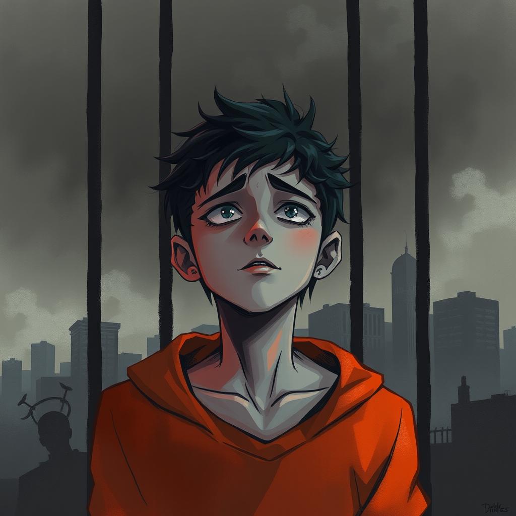 A powerful and emotive illustration capturing the theme of arrest or loss