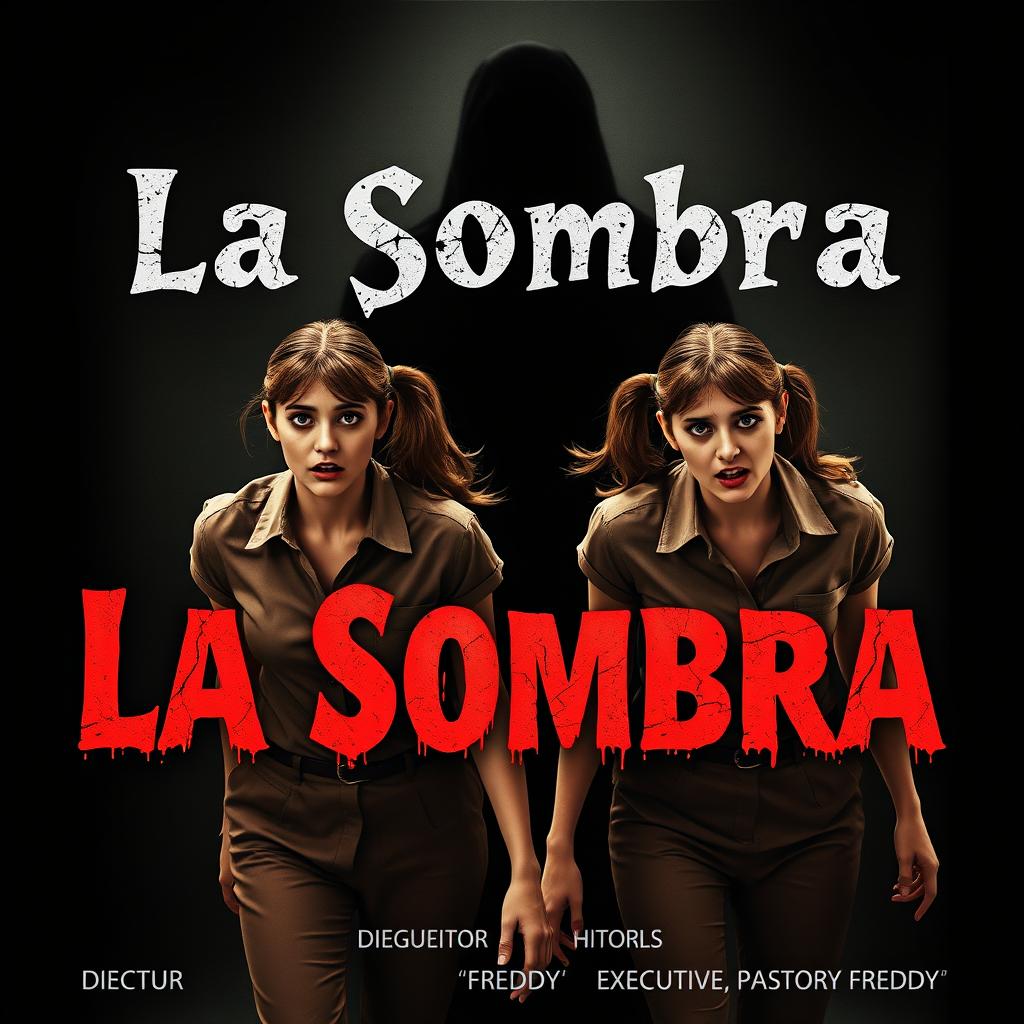 A horror movie poster titled 'La Sombra,' featuring a dark and ominous background