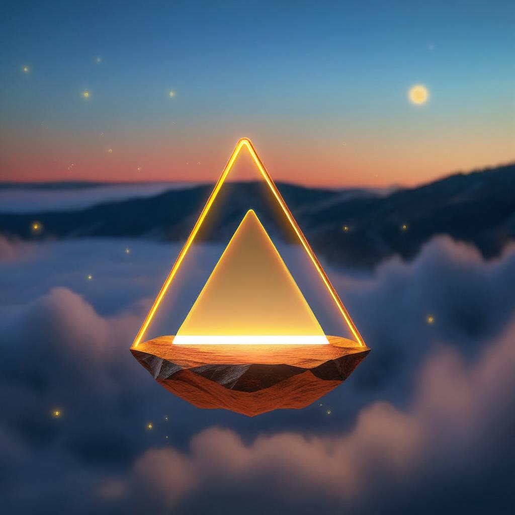 Ethereal Neon Triangle Over Majestic Mountains