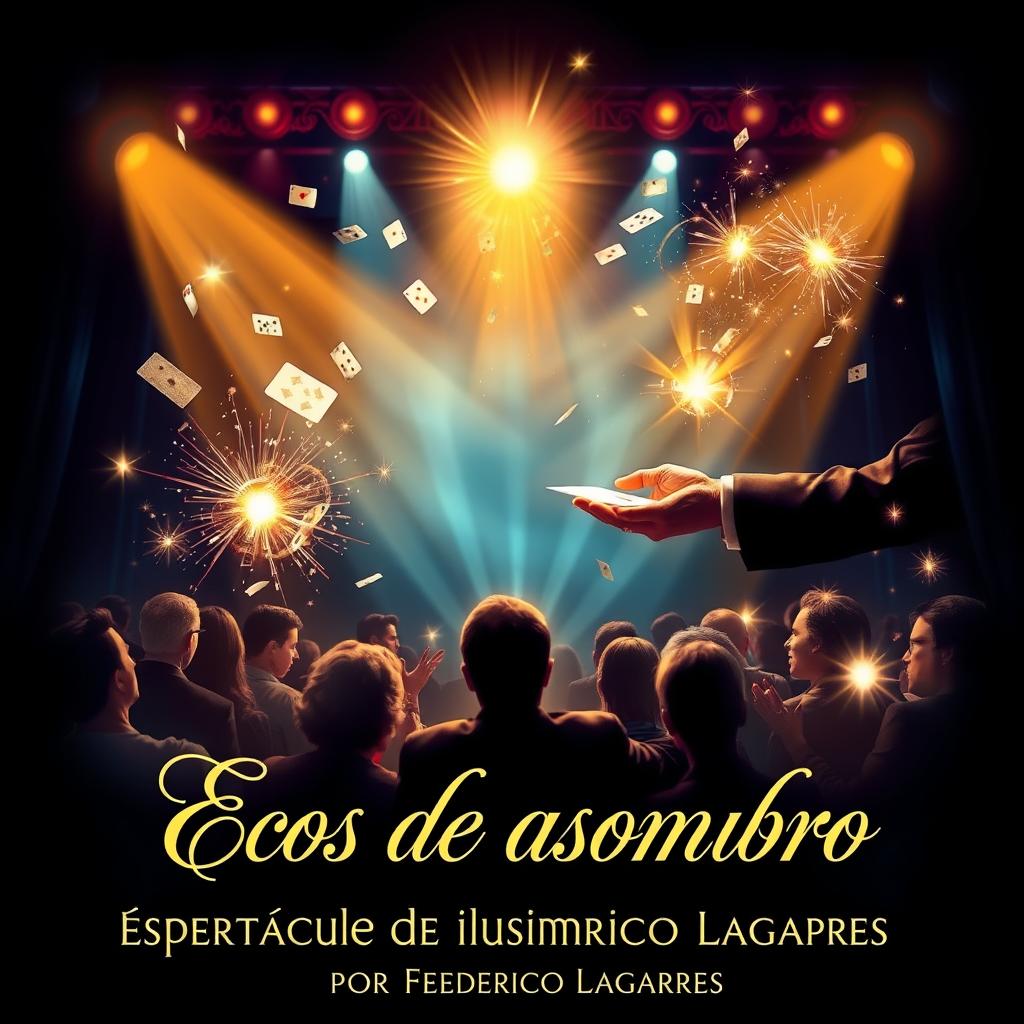 A vibrant and enchanting poster for a magic show titled 'Ecos de asombro'