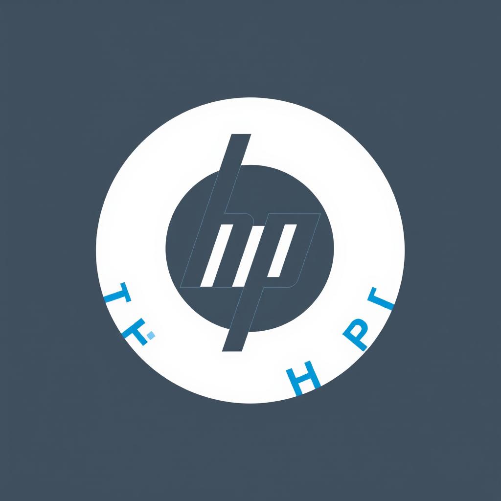 A sleek and modern HP logo design, where the letters 'HP' are placed prominently inside a bold, geometric circle