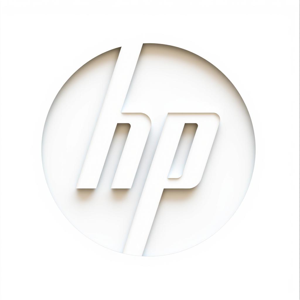 A contemporary HP logo design featuring the letters 'HP' prominently positioned inside a bold circular shape