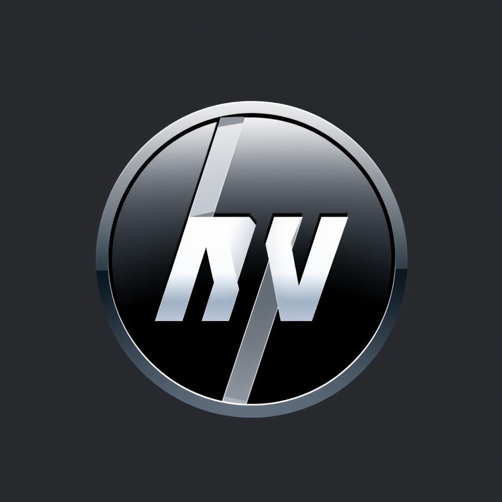 A sleek AV logo design inspired by the HP logo, featuring the letters 'AV' prominently situated inside a bold circular shape