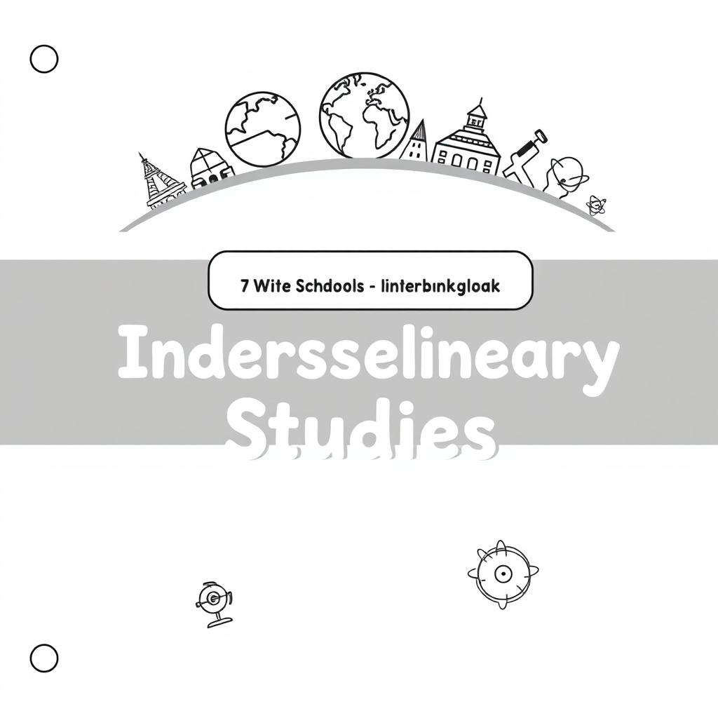 A simple and elegant cover design for an interdisciplinary notebook covering geography, history, and science for a unisex first-grade class