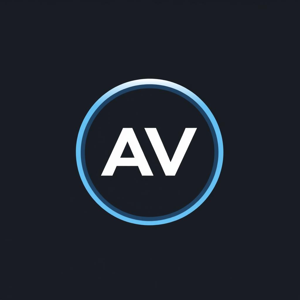 A modern AV logo design featuring the letters 'AV' prominently encapsulated within a circle, drawing inspiration from the style of the HP logo