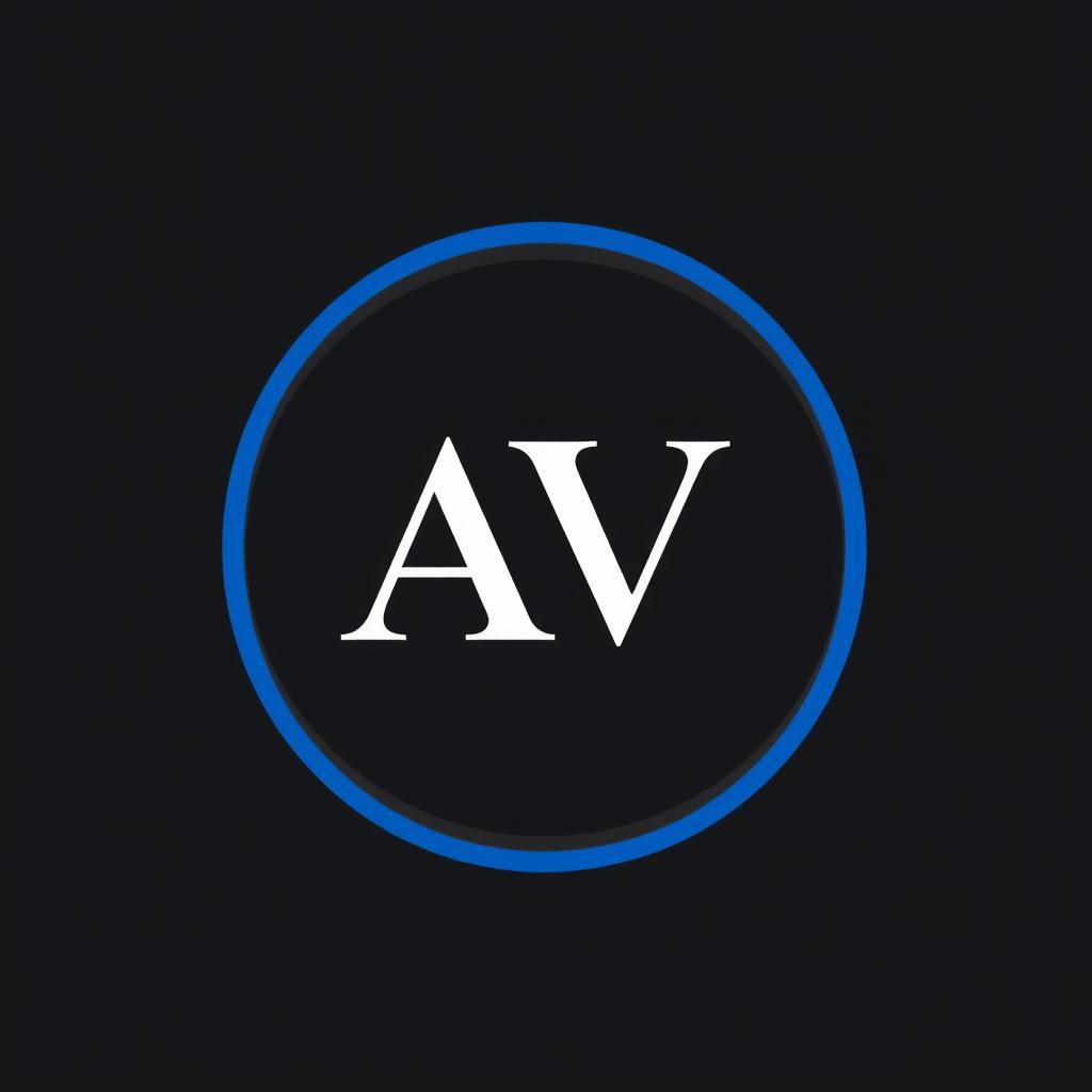 A contemporary AV logo that features the letters 'AV' elegantly placed inside a circular border, inspired by the design of the HP logo