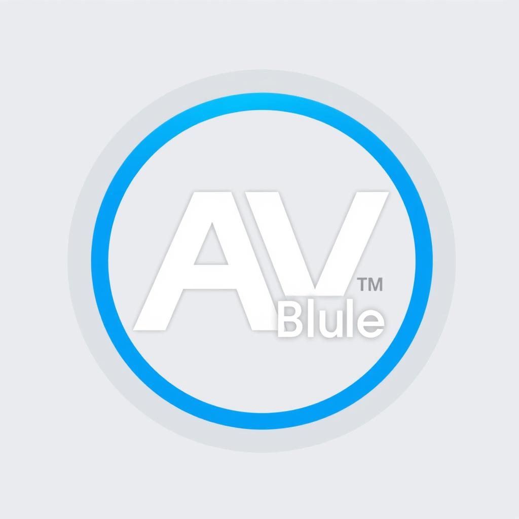 A modern AV logo design featuring the letters 'AV' prominently positioned inside a sleek circular shape, inspired by the HP logo
