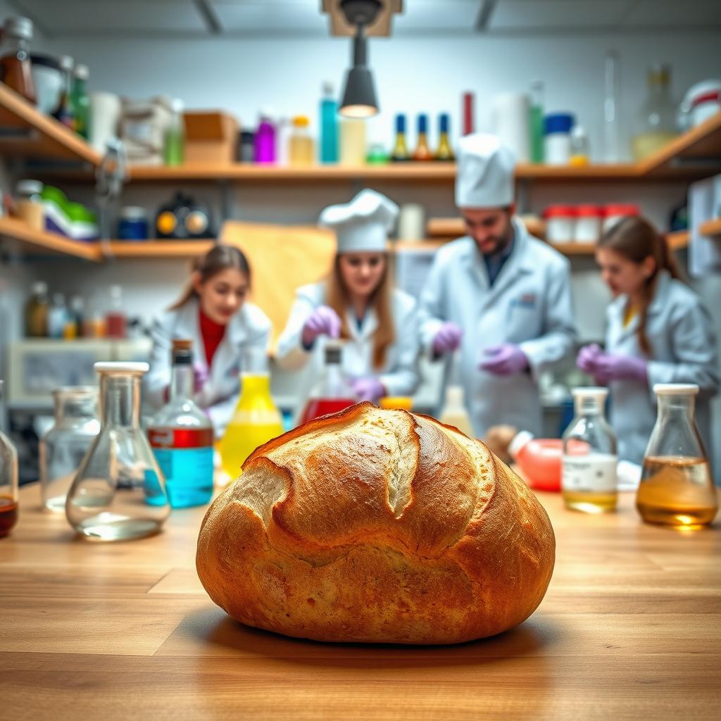 A vibrant laboratory setting overflowing with scientific equipment and colorful beakers
