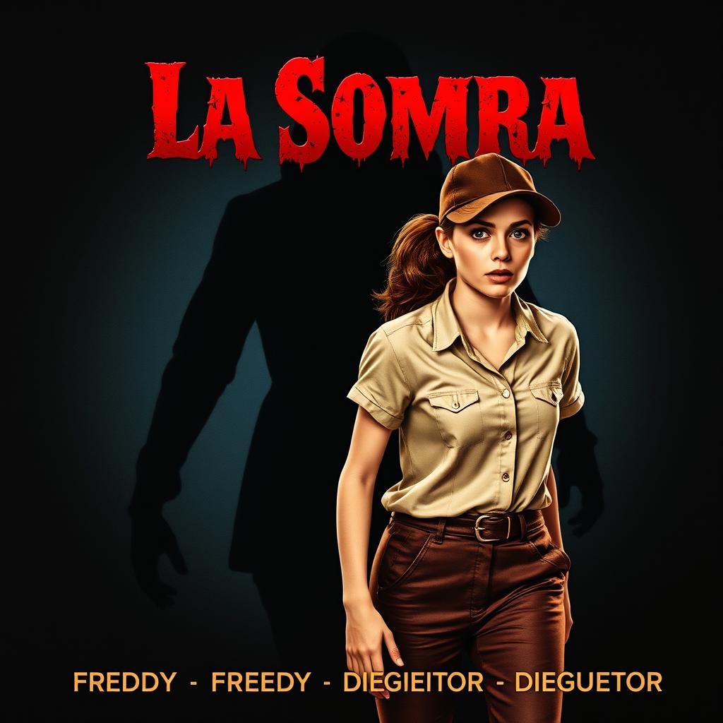 A horror movie poster titled 'La Sombra,' featuring a dark and eerie background