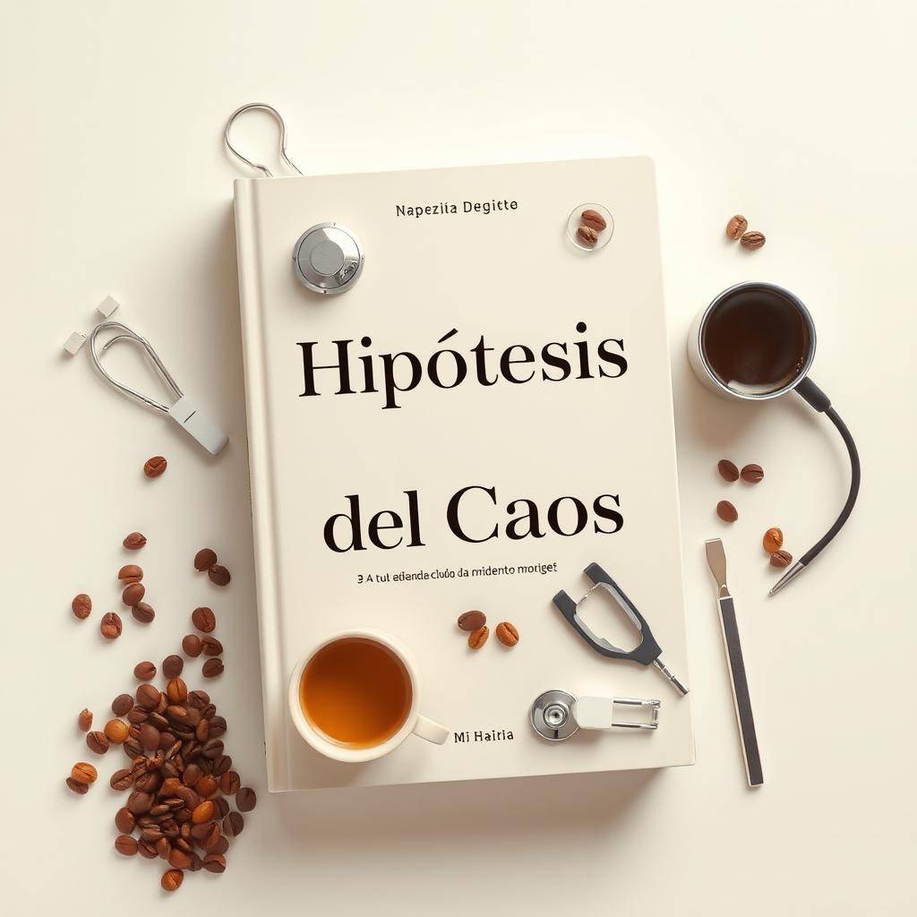 A modern book cover design incorporating elements of coffee and various medical gadgets, creating a fresh and contemporary aesthetic