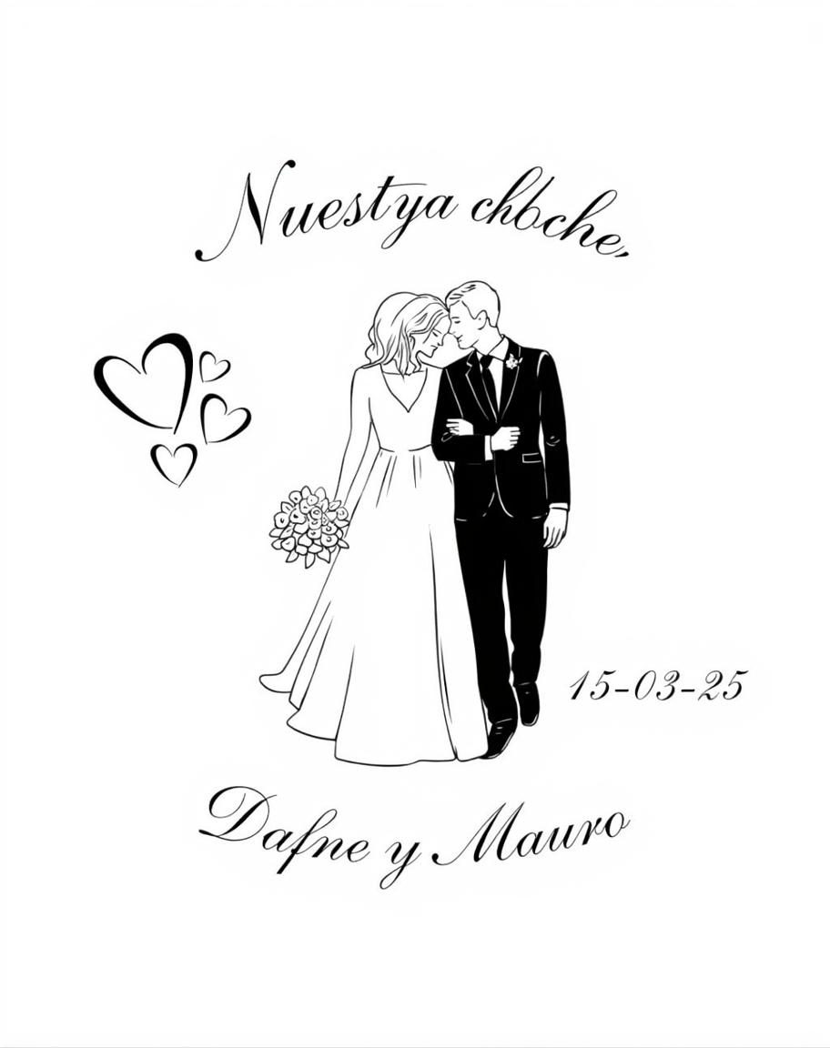 A couple in a romantic pose, the man with long hair, wearing a sleek black tuxedo, and the woman with flowing long blonde hair in a beautiful wedding dress