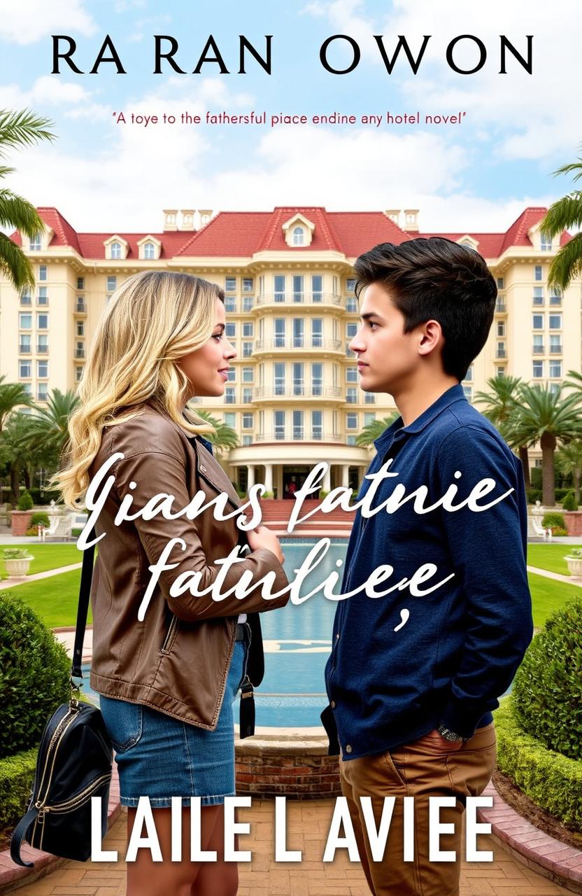 A romantic comedy novel cover featuring a blonde girl and a dark-haired boy facing each other with a mix of curiosity and distrust