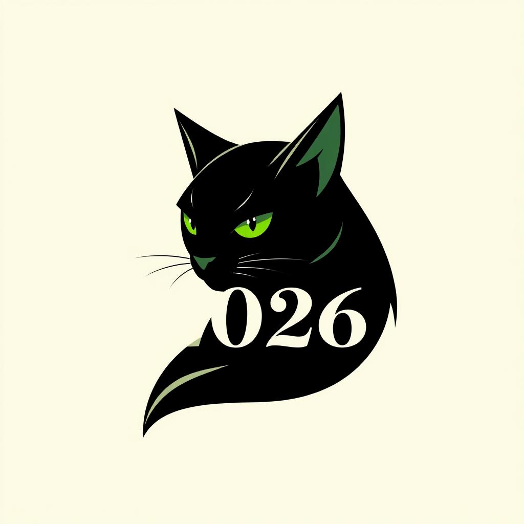 A sleek and modern logo design featuring a stylized black cat, symbolizing elegance and mystery