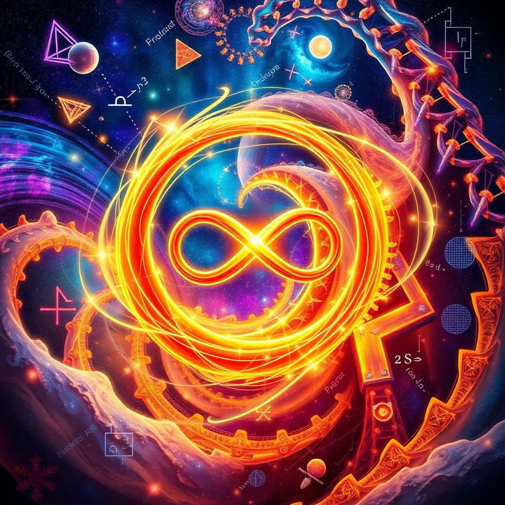 A visually stunning representation of mathematical concepts, featuring intricate geometric shapes and vibrant colors