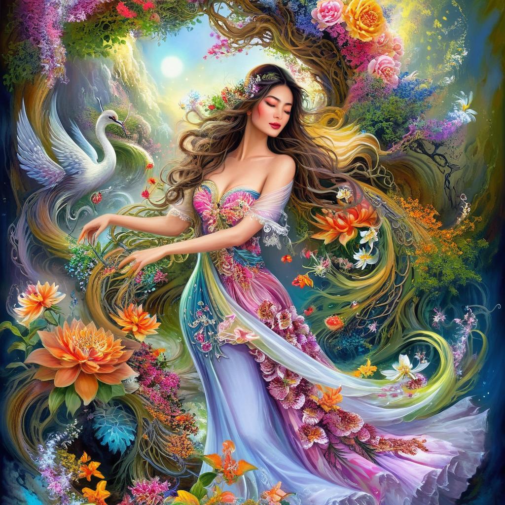 Enchanting Fairy Mermaid in a Floral Wonderland