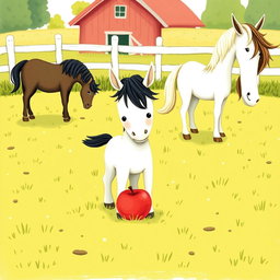 In a delightful horse paddock on a farm, several small ponies are happily grazing on the vibrant green grass