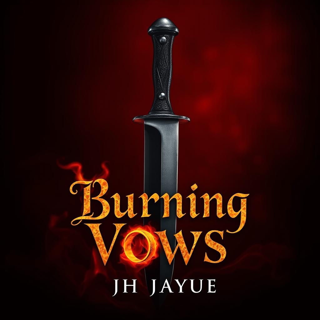 A captivating book cover for 'Burning Vows' by Jh Jayue, featuring a dark fantasy theme