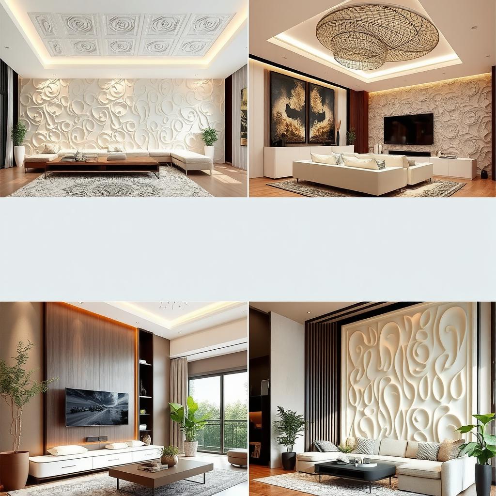 Stunning interior designs featuring gypsum board installations, showcasing various styles such as modern, minimalist, and industrial