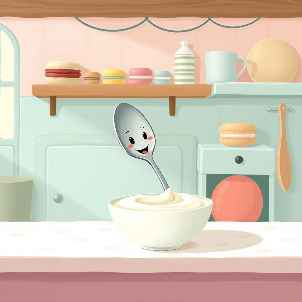 In a fairy tale kitchen adorned with soft pastel colors inspired by macarons