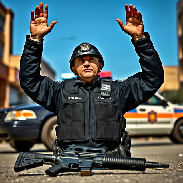 Tactical Policeman Surrendering: A Powerful Moment