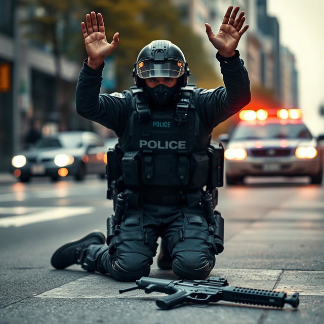 Tactical Policeman Surrendering: A Powerful Moment