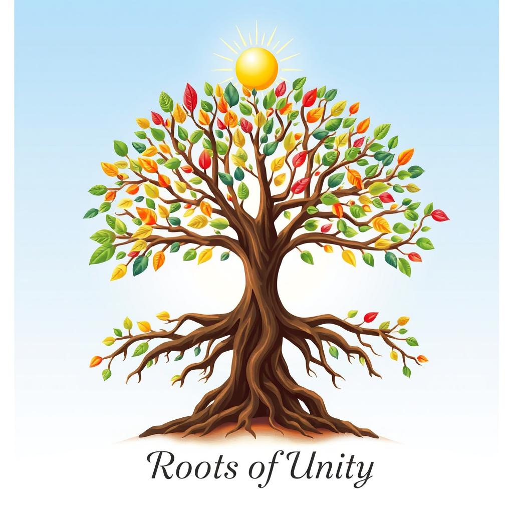 A stylized tree with many branches, each branch holding a single, unique leaf