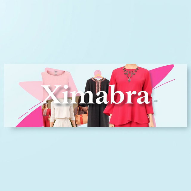 A stylish and modern banner for a women's clothing store featuring the word 'Ximabra' prominently displayed