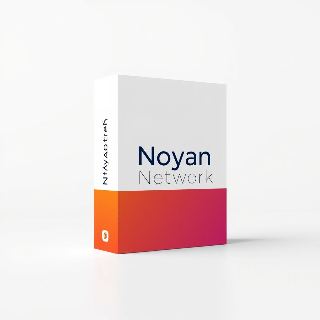 A standing software box featuring a striking design, with the top half in a crisp white color and the bottom half in a vibrant orange