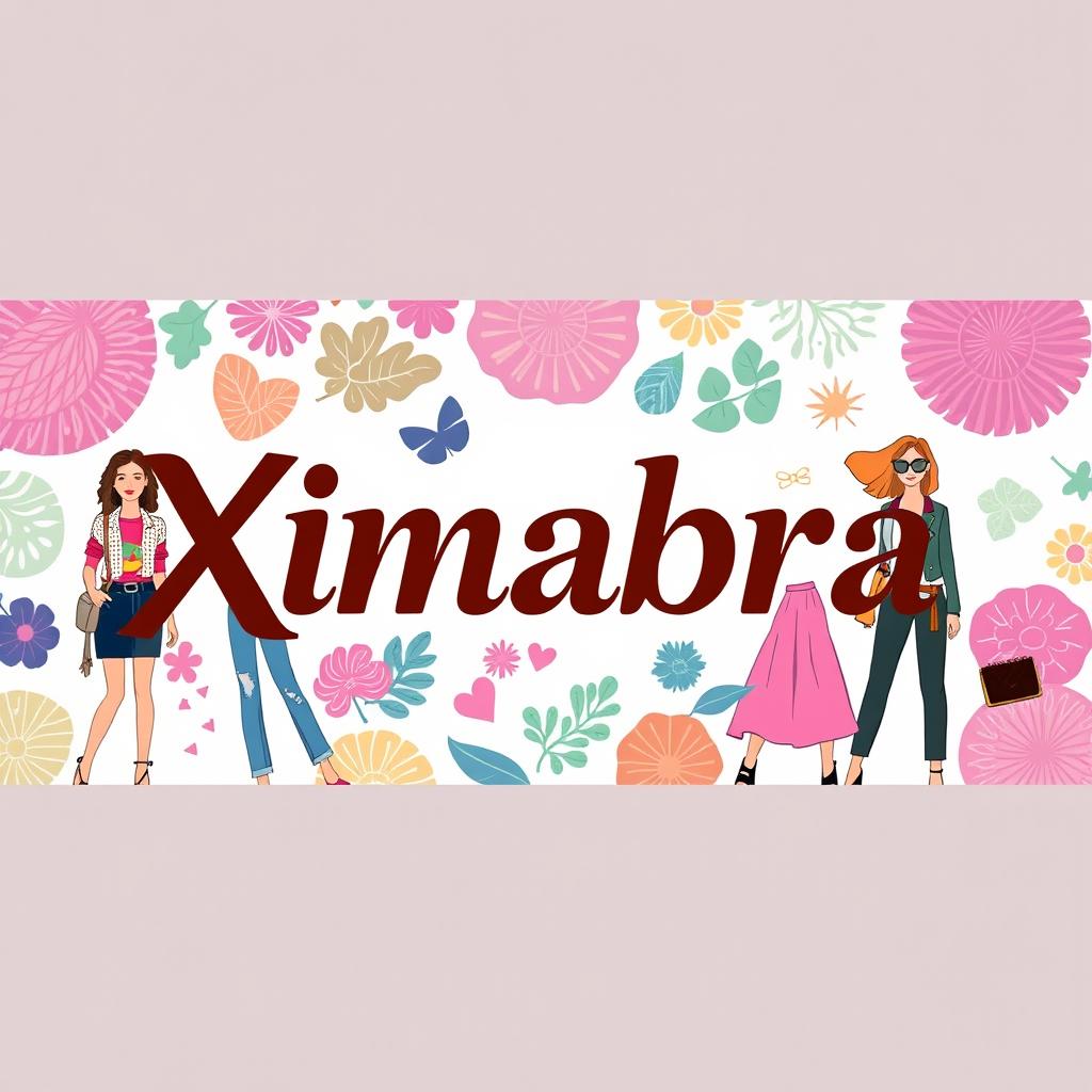 An attractive and vibrant online store banner for a women's clothing shop featuring the word 'Ximabra' prominently displayed in bold and stylish typography