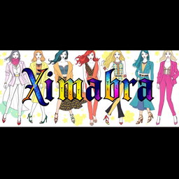 A vibrant and colorful banner for a women's online clothing store featuring the word 'Ximabra' in a bold, gothic font