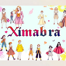 A vibrant and colorful banner for a women's online clothing store featuring the word 'Ximabra' in a bold, gothic font